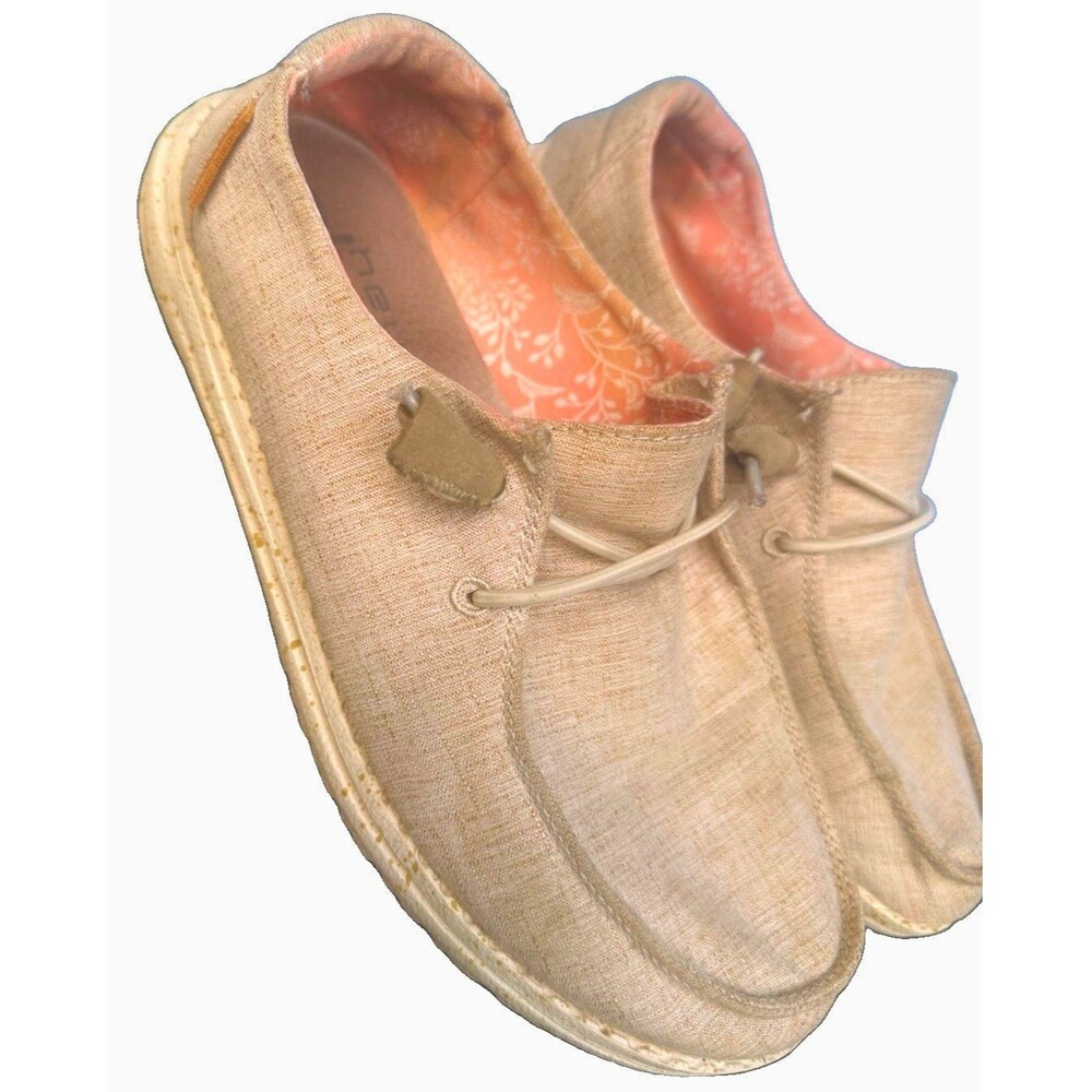 Hey Dude Wendy Chambray Knit Women’s Size 7 Beige Slip On Comfort Shoes Casual